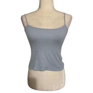 john galt womens solid baby blue crop tank top cami one size